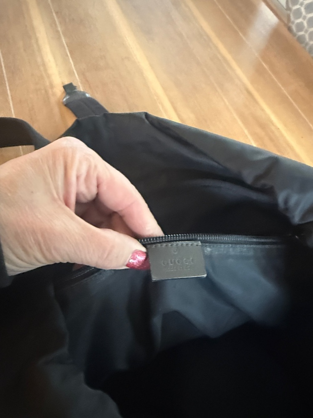 Gucci Black Monogram Drawstring Backpack - Picture 9 of 11